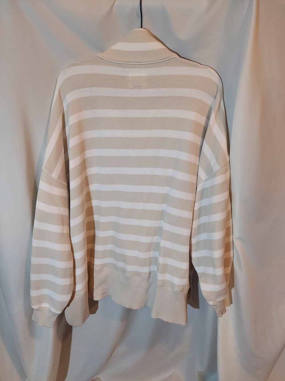 American Eagle Outfitters Beige & White Striped Super Soft Henley Pullover - Picture 2 of 8